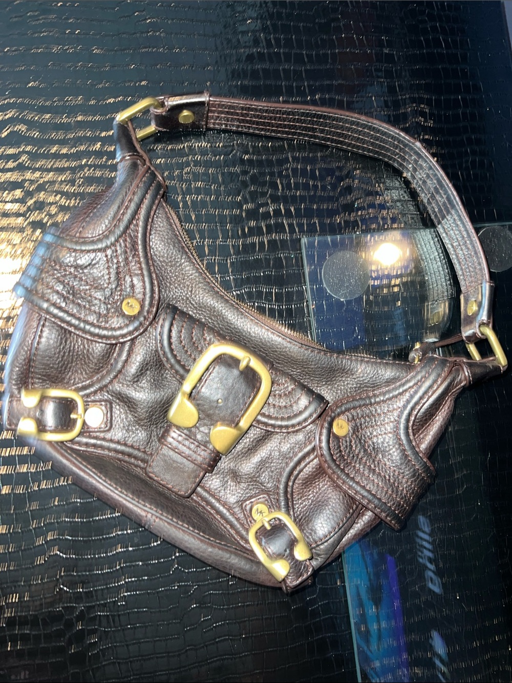 🍫 Vintage Michael Kors "Astor" Rich Espresso Pebbled Leather Buckle Hobo 🍫